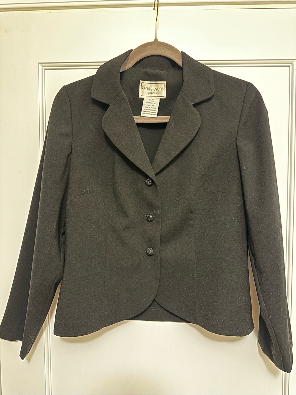 karin stevens Black Tailored Petite Blazer with Notched Collar